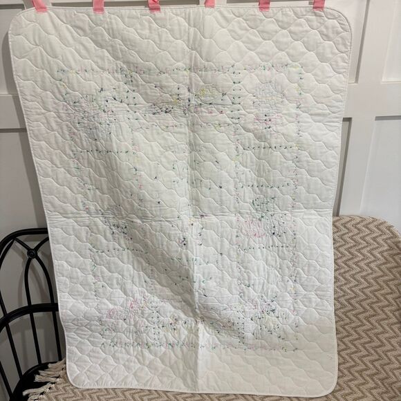 Vintage Cross Stitch Now I Lay Me Down To Sleep Wall Hanging Quilted Blanket - Picture 12 of 12